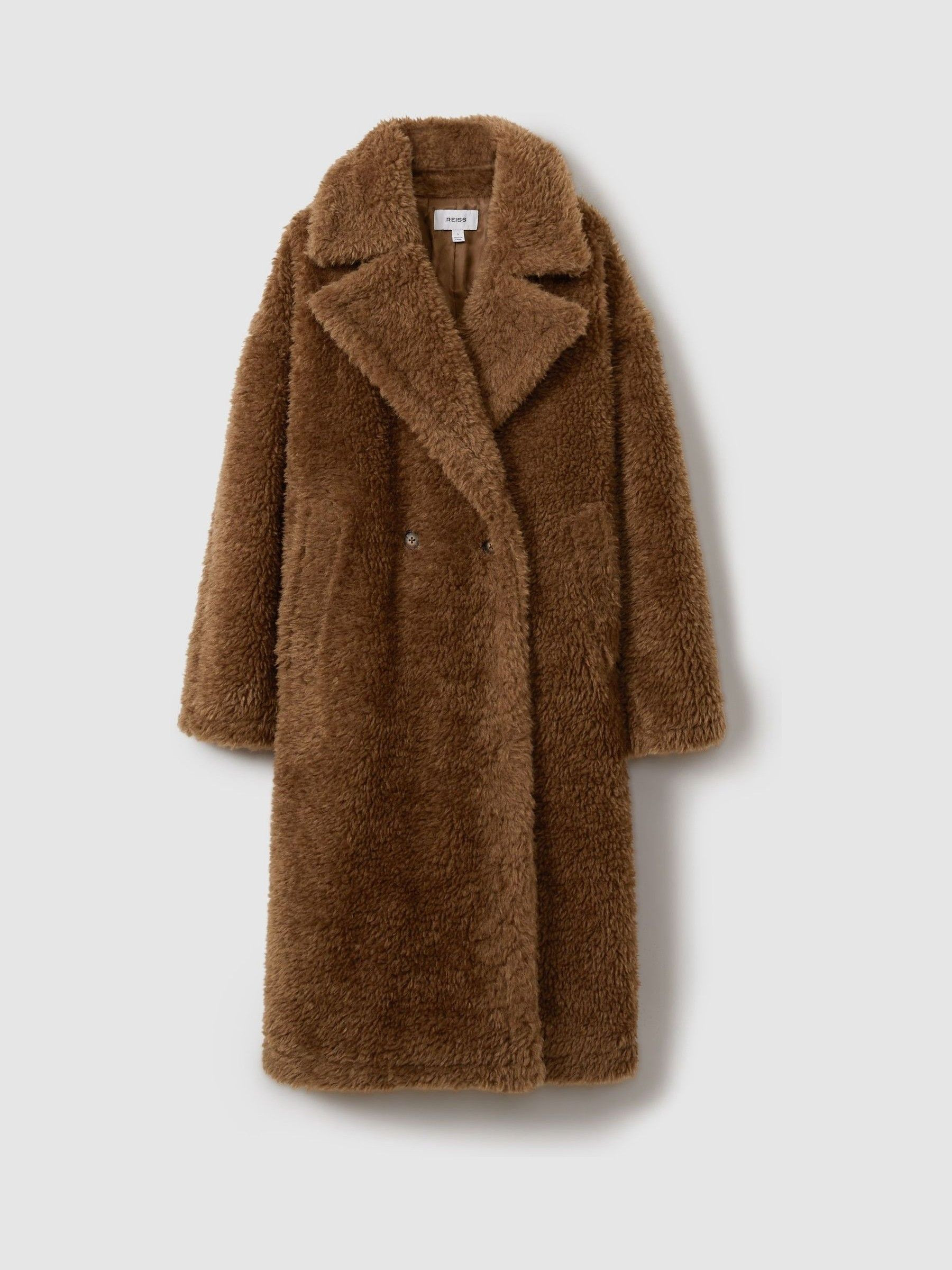 Reiss Teddy Coat with Wool in Brown - REISS | Reiss UK