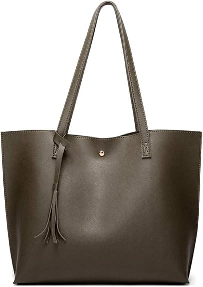 Women's Soft Faux Leather Tote Shoulder Bag from Dreubea, Big Capacity Tassel Handbag | Amazon (US)