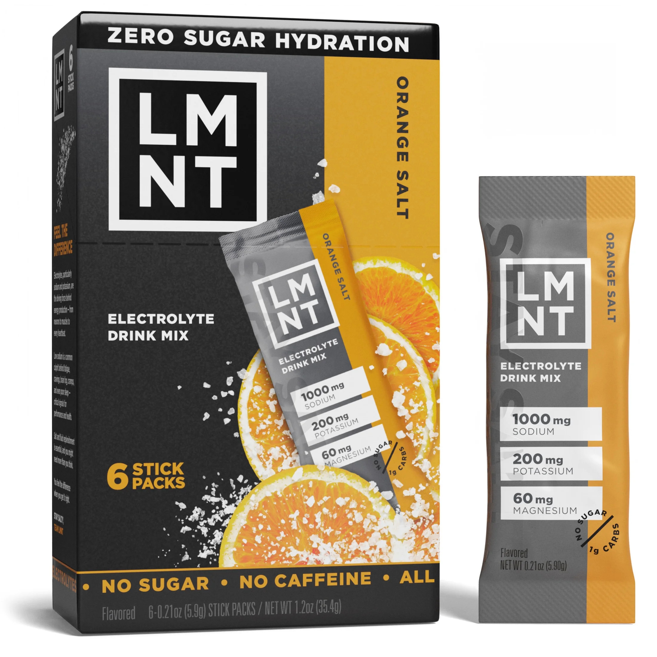LMNT Zero Sugar Electrolyte Drink Mix - Orange - 6ct | Walmart (US)