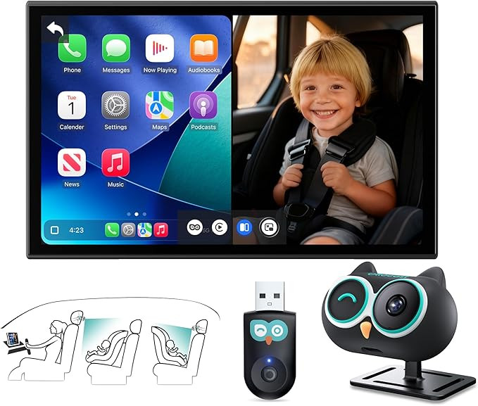 OTTOCAST Cabin Care Adapter 2026,2-in-1 Baby Car Camera & Wireless CarPlay Adapter-No Extra Scree... | Amazon (US)