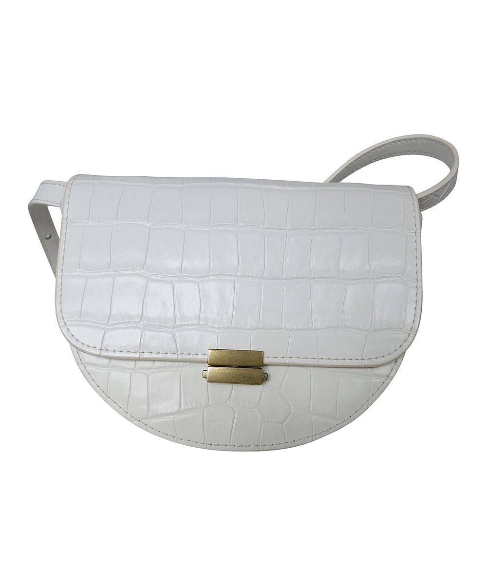 Tiffany & Fred Women's Crossbodies white - White Alligator-Embossed Leather Crossbody Bag | Zulily