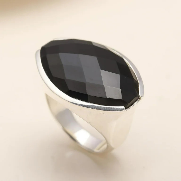 925 Sterling Silver Black Onyx Statement Ring for Women, Handmade Adjustable Gemstone Ring, Desig... | Walmart (US)