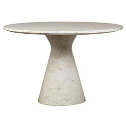 Cora Hollywood Regency White Faux Marble Round Pedestal Dining Table - 47"W | Kathy Kuo Home
