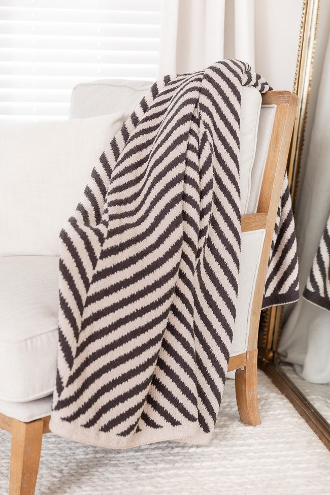Make Me Believe Dark Grey Herringbone Blanket | Pink Lily
