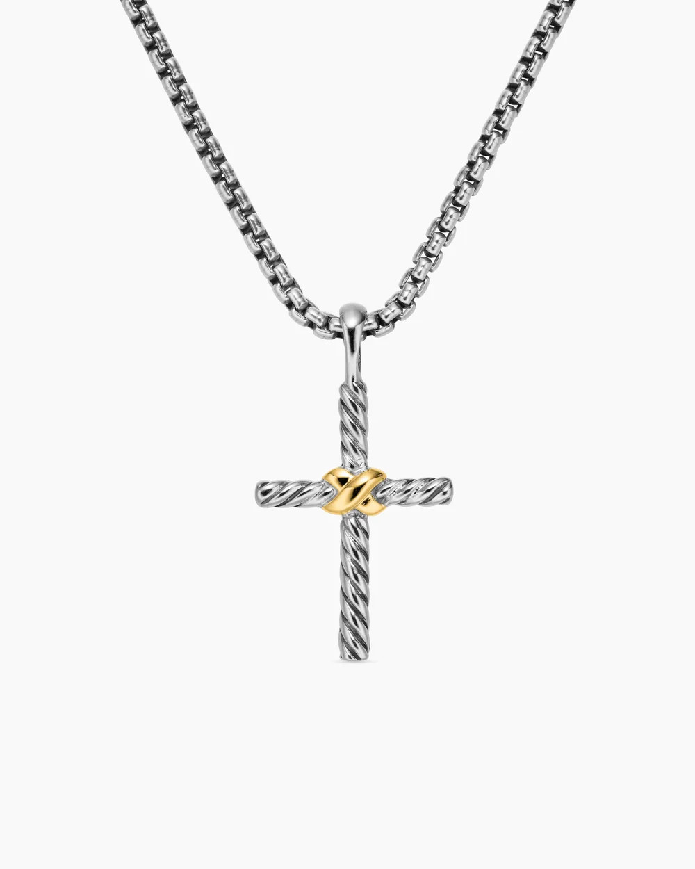 David Yurman | Petite X Cross Necklace in Sterling Silver with 14K Yellow Gold, 24mm | David Yurman