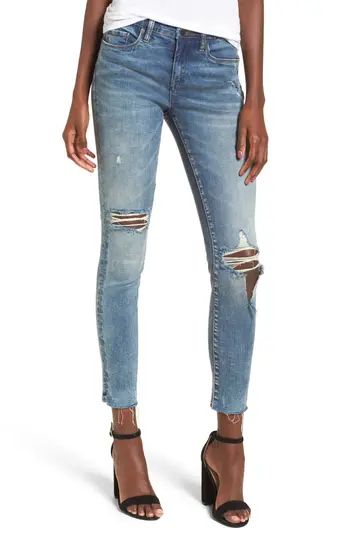 Women's Blanknyc Distressed High Waist Skinny Jeans, Size 24 - Blue | Nordstrom