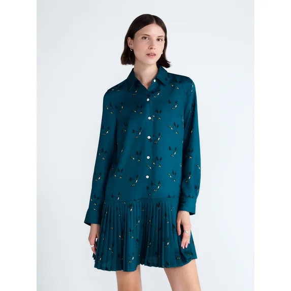 Free Assembly Women's and Women's Plus Striped Drop Waist Shirtdress with Long Sleeves, Sizes XS-... | Walmart (US)