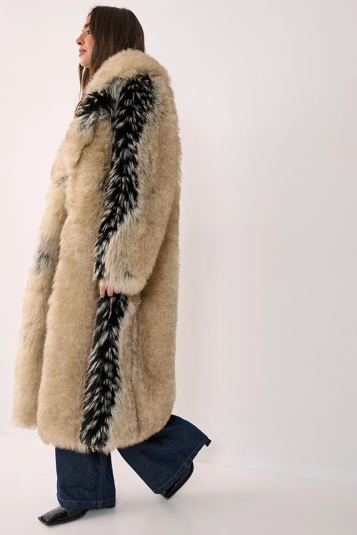Premium Stripe Faux Fur Longline Coat | Nasty Gal US