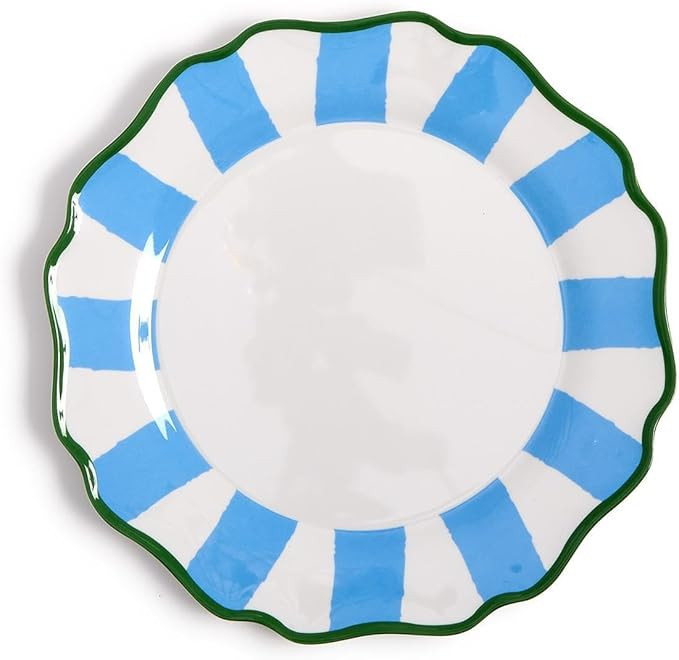 Two's Company Set of 4 Dinner Plates, 8.75-Inch, French Blue Striped | Amazon (US)