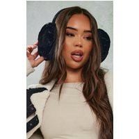 Black Soft Faux Fur Ear Muffs | PrettyLittleThing US
