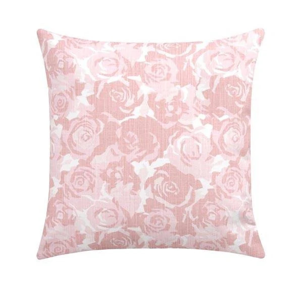 Farrah Slub Canvas Blush Pink Floral Pillow | Land of Pillows