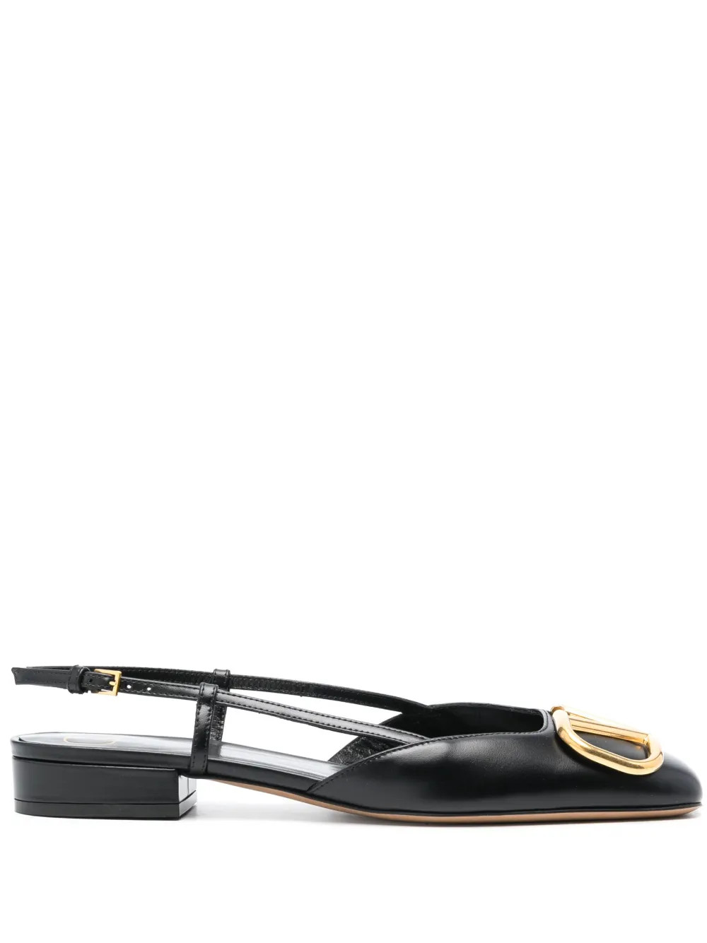 Valentino Garavani VLogo Leather Slingback Ballerina Shoes - Farfetch | Farfetch Global