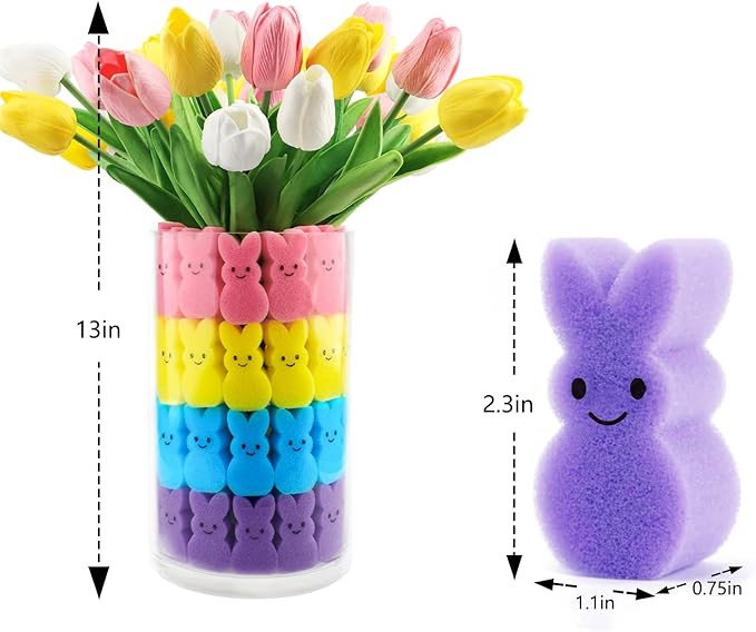 Easter Decorations Easter Decor 15pcs Artificial Tulips with 48pcs Bunnies Vase Filler Spring Dec... | Amazon (US)