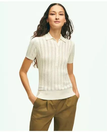 Silk Blend Pointelle Polo Sweater | Brooks Brothers