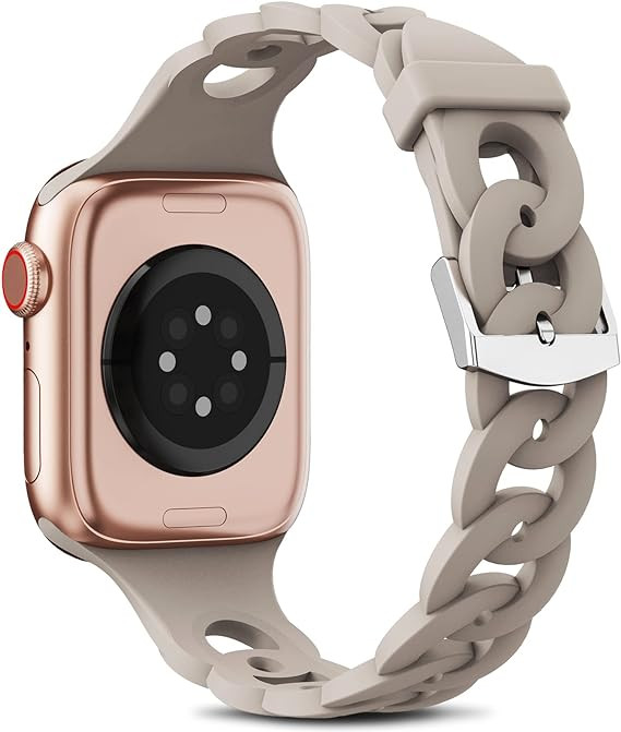 Luxury Slim Silicone Bands Compatible With Apple Watch Band 38mm 40mm 41mm 42mm 44mm 45mm for Wom... | Amazon (US)