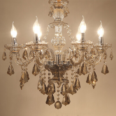 Vintage 6-Light Champagne Colored All Crystal Chandelier Ceiling Pendent Lamp | eBay US