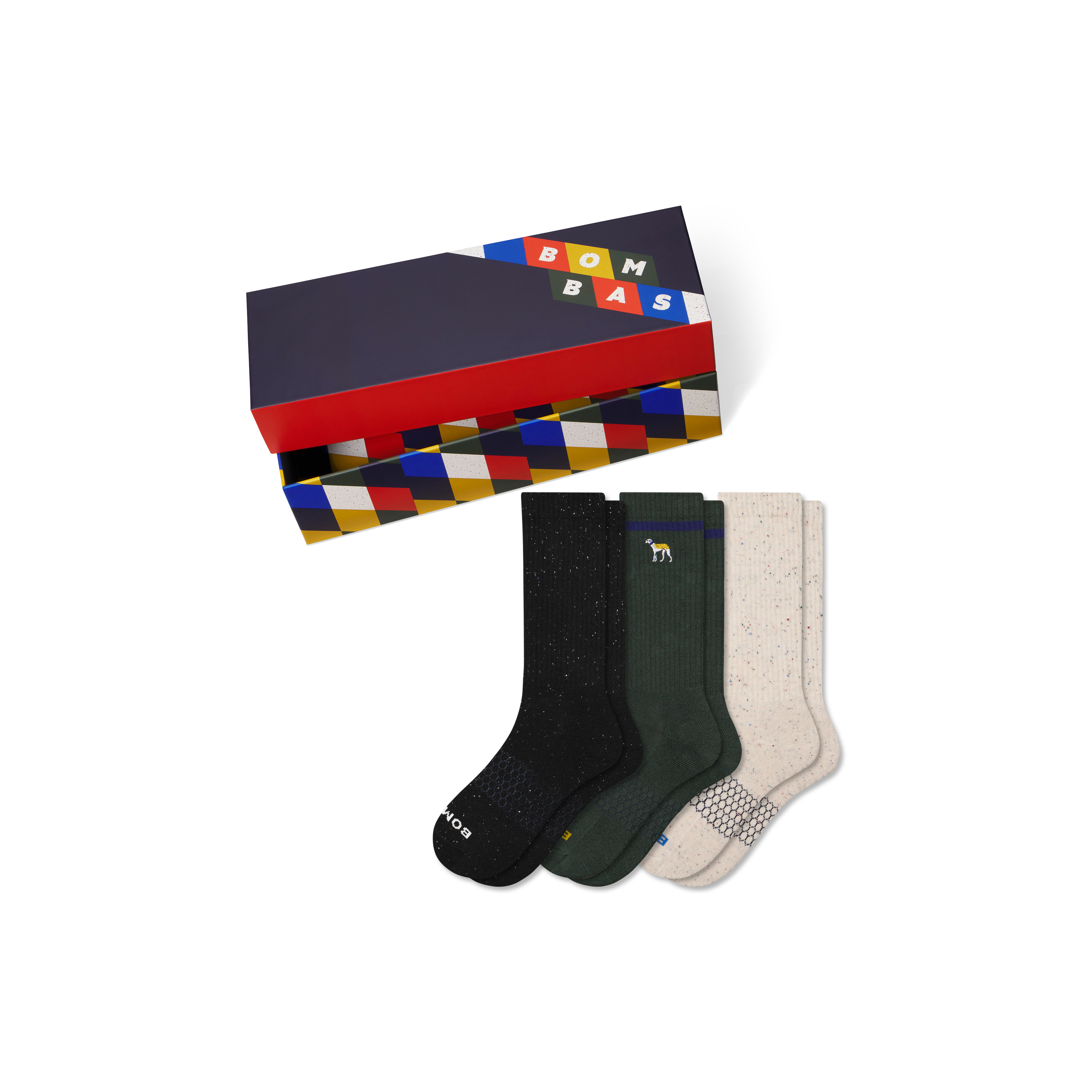 Men's Holiday Calf Sock 3-Pack Gift Box - Balsam Ivory Mix - Extra Large - Cotton Blend - Bombas | Bombas