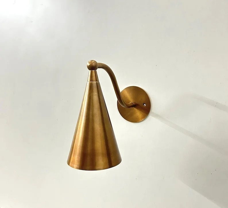 Handcrafted Modern Style Mid Century Raw Brass Wall Lamp - Walmart.com | Walmart (US)