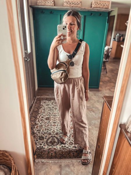 My pants are from Grae Cove (they’re called the Kinsey Linen Elastic Waist Straight-Leg Pants if you want to search for them) use 20MARISSA for $$ off if you purchase from them!
Everything else is linked. I got a small and medium in the cropped tank but they don’t seem super different. They’re cotton so size up if you’re going to dry them!

#LTKunder50 #LTKsalealert #LTKFind