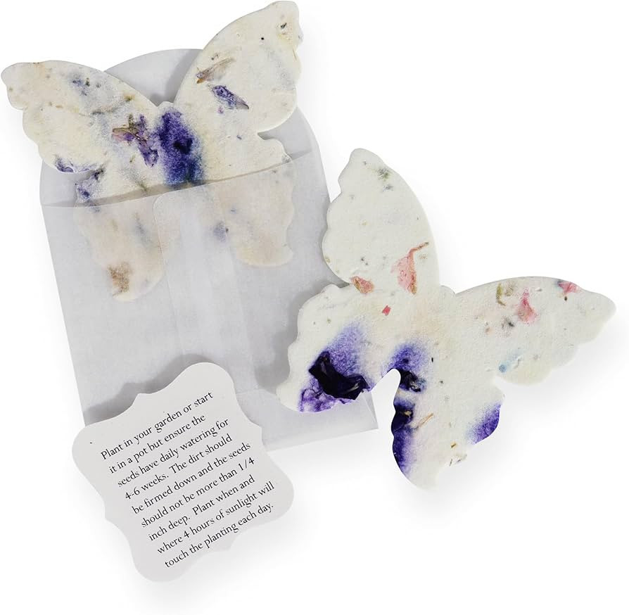Wildflower Seed Paper - Set of 24 Purple Butterfly-Shaped with Envelope and Planting Instruction,... | Amazon (US)