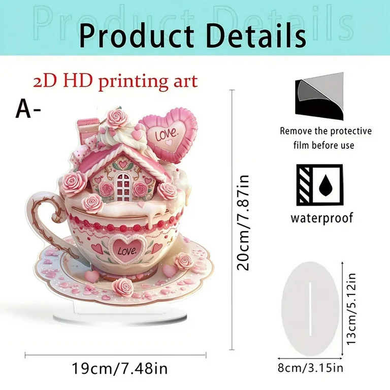 Tainini Valentine's Day Acrylic Sign Table Decor, Happy Valentine's Tabletop Centerpiece Decorati... | Walmart (US)