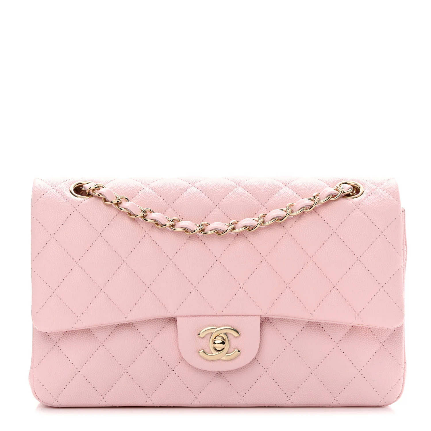 Caviar Quilted Medium Double Flap Light Pink | FASHIONPHILE (US)