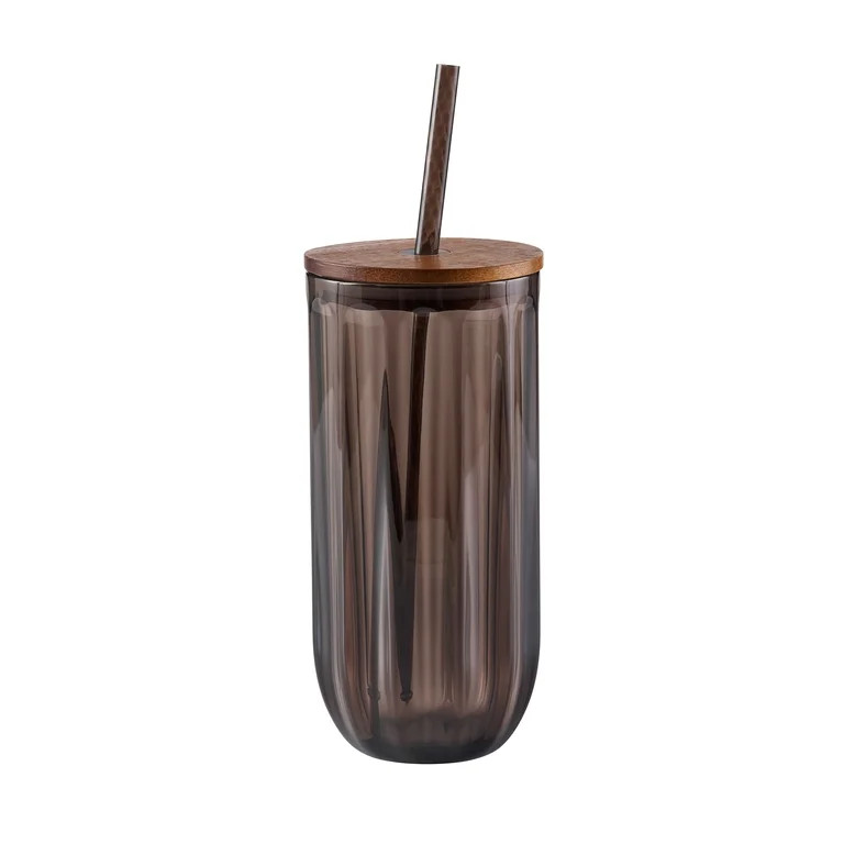 Better Homes & Gardens 21 oz Tritan Plastic Tumbler with Acacia Wood Lid, Brown | Walmart (US)
