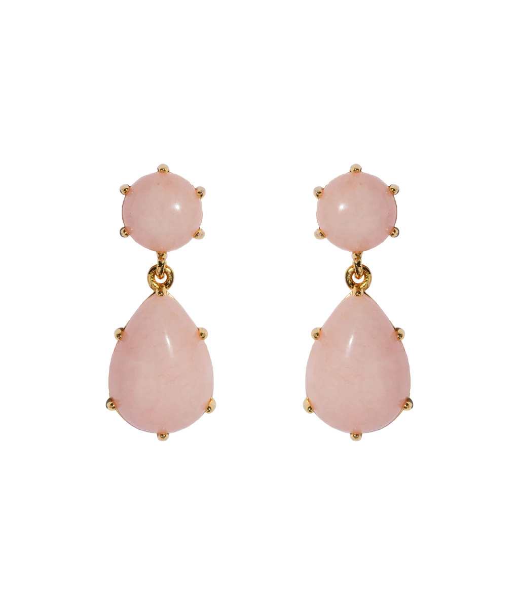 Elia Drop Earrings in Rose Quartz | Over The Moon