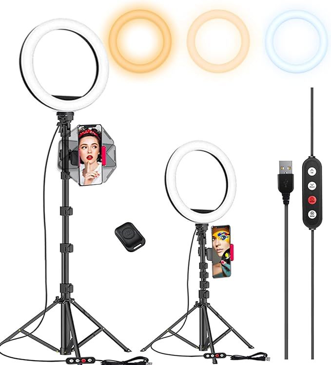 Kaiess 10.2" Selfie Ring Light with 65" Adjustable Tripod Stand & Phone Holder for Live Stream/Ma... | Amazon (US)
