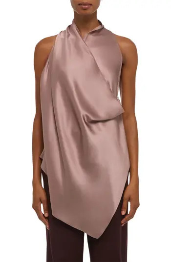 Helmut Lang Drape Sleeveless Silk Top in Tea Rose at Nordstrom Rack, Size Small | Nordstrom Rack