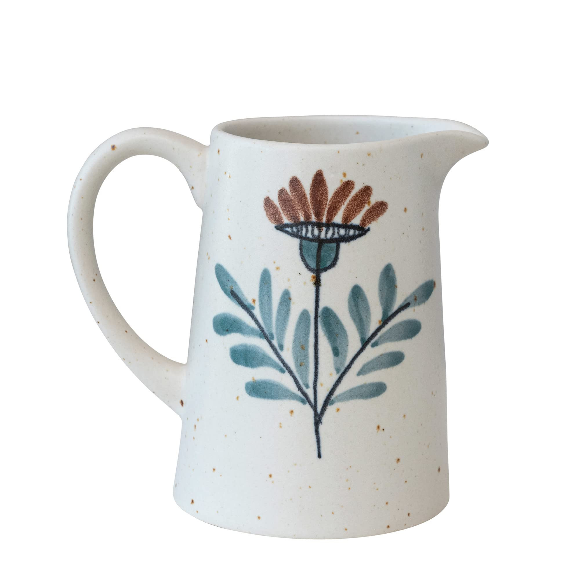 Creative Co-Op Hand Painted Stoneware Floral Design, Multicolor Pitcher, Multi | Amazon (US)