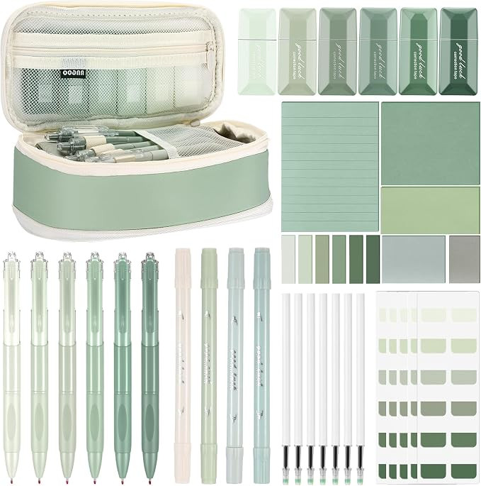 38 Pcs Aesthetic Office Supplies with Pen Case Sticky Notes Gel Pens Highlighters Correction Tape... | Amazon (US)