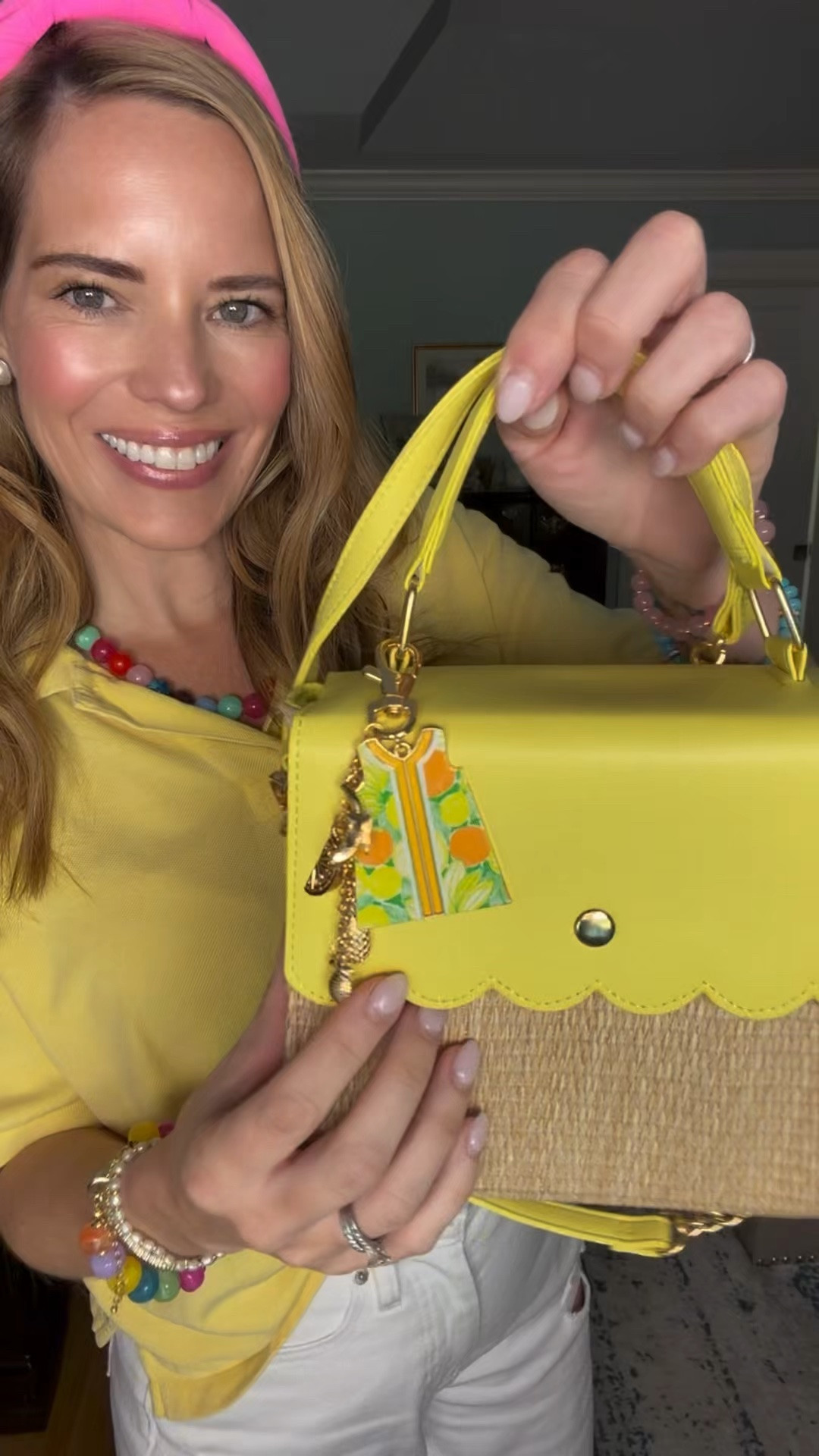 Sunshine & Pink Summer Style ☀️💗

This cheerful yellow-and-pink combo is giving all the happy summer vibes! I paired a soft yellow top with crisp white cropped pants and the cutest pink accessories for a bright, polished look that feels effortless and fun. 🌸✨

The woven handbag with scalloped details adds the perfect seasonal touch, while the colorful beaded jewelry and pink headband bring in a playful pop of color. Finished with striped sandals, this outfit is ideal for brunch, vacation, shopping days, summer events, or simply brightening up an everyday look. 🍋🩷

If you love colorful classics with a preppy twist, this outfit is such a fun way to mix sunshine yellow, crisp whites, and vibrant pink accents for a look that feels fresh all season long. ☀️🎀

Summer outfit inspiration, yellow and pink outfit, colorful preppy style, woven handbag, white cropped pants, resort wear outfit, vacation style, brunch outfit, colorful accessories, beaded jewelry trend, pink headband outfit, chic summer fashion, classic summer style, women over 40 fashion. 💗🍋🌴✨

#LTKOver40 #LTKSeasonal #LTKootd