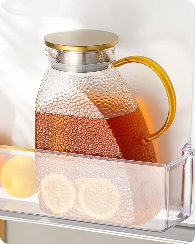 Baffect Water Pitcher Glass Jug With Lid and Spout (Hammer Pattern) | Amazon (US)
