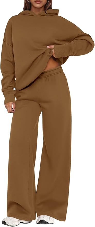 PRETTYGARDEN Womens Sweatsuits 2 Piece Set 2026 Casual Winter Long Sleeve Hoodie Loose Wide Leg S... | Amazon (US)