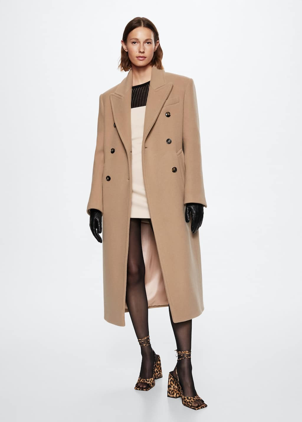 Manteau croisé laine vierge -  Femme | Mango France | MANGO (FR)