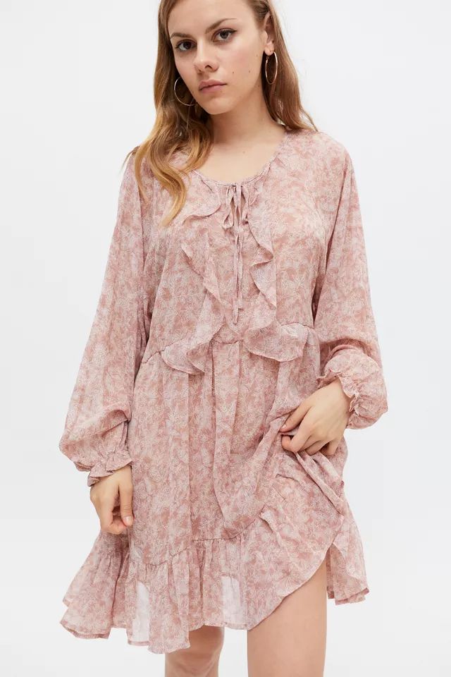 Dress Forum Rikki Ruffle Long Sleeve Mini Dress | Urban Outfitters (US and RoW)