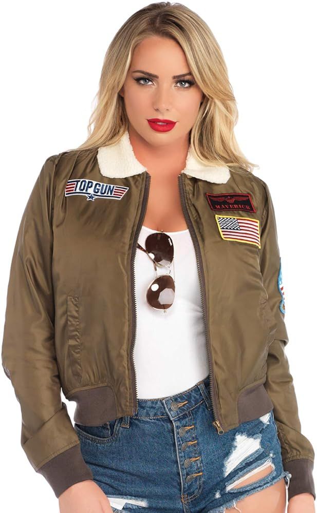 Leg Avenue Womens - Top Gun Nylon Bomber Jacket With Interchangeable Name Badges - Flight Jacket ... | Amazon (US)