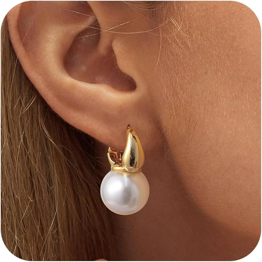 CHESKY Pearl Earrings for Women, Dainty 14K Gold Plated/925 Sterling Silver Drop Quality Handpick... | Amazon (US)