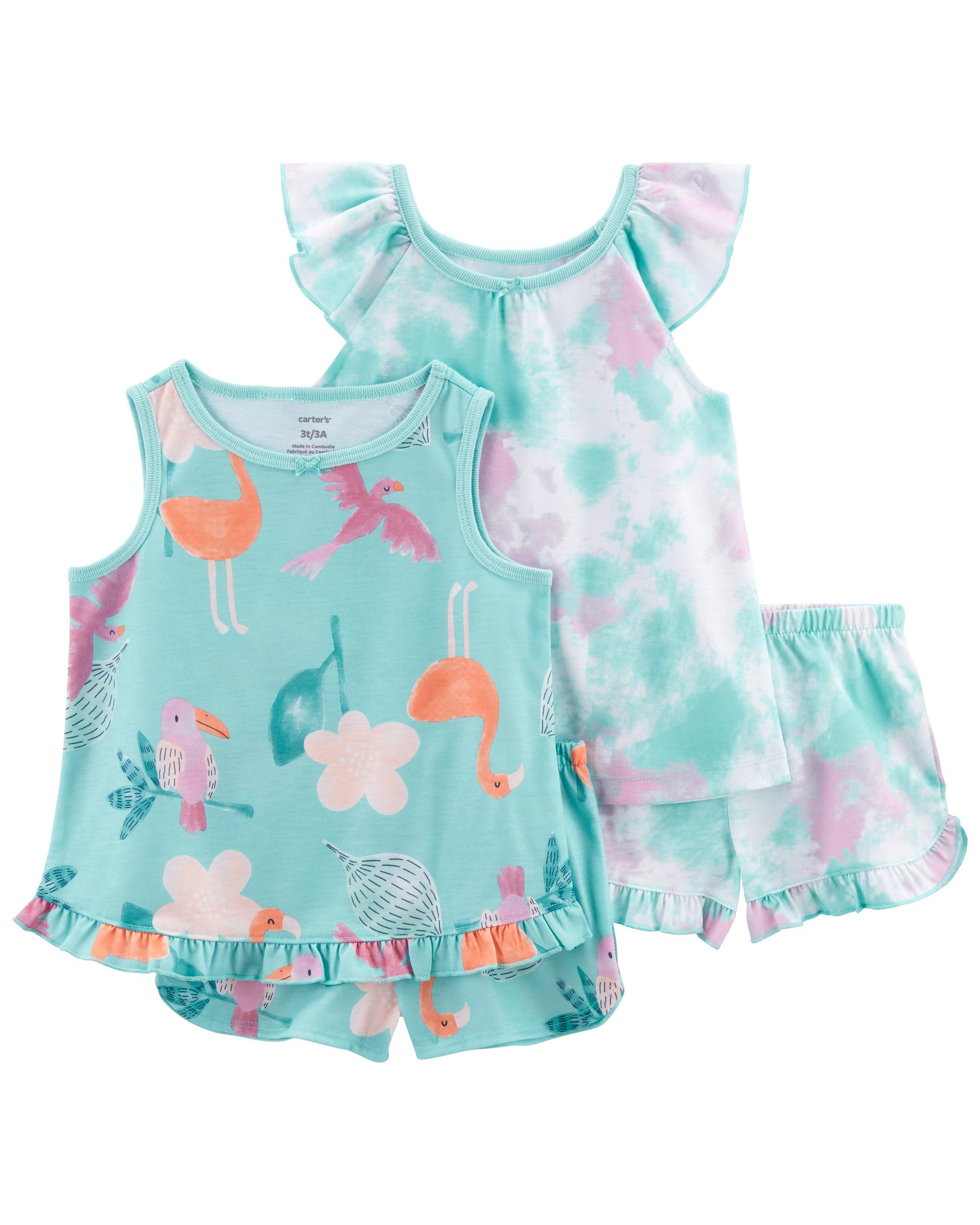 4-Piece Tropical Loose Fit Poly PJs | Carter's