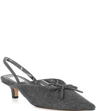 x Lilly Sisto Sisto Tweed Bow Slingback Kitten Heel Pumps | Dillard's