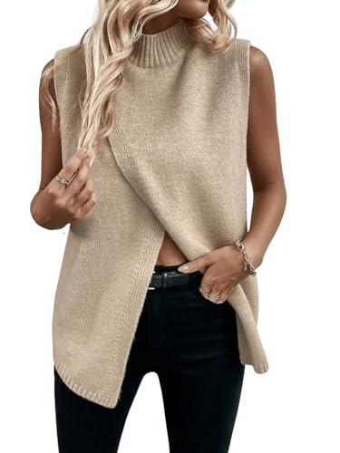 Verdusa Women's Fall Outfits Sweater Vest Mock Neck Sleeveless Knit Tops 2025 Trendy Pullovers | Amazon (US)