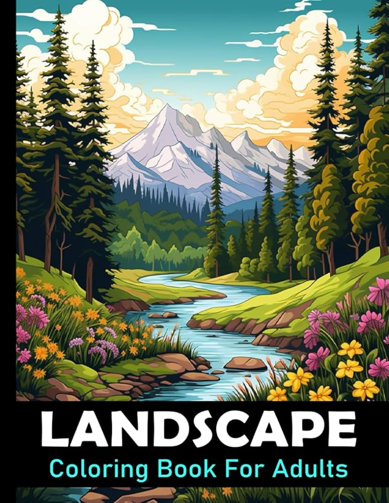 Landscape Coloring Book For Adults: Large print nature colouring book for relaxation and mindfuln... | Amazon (US)