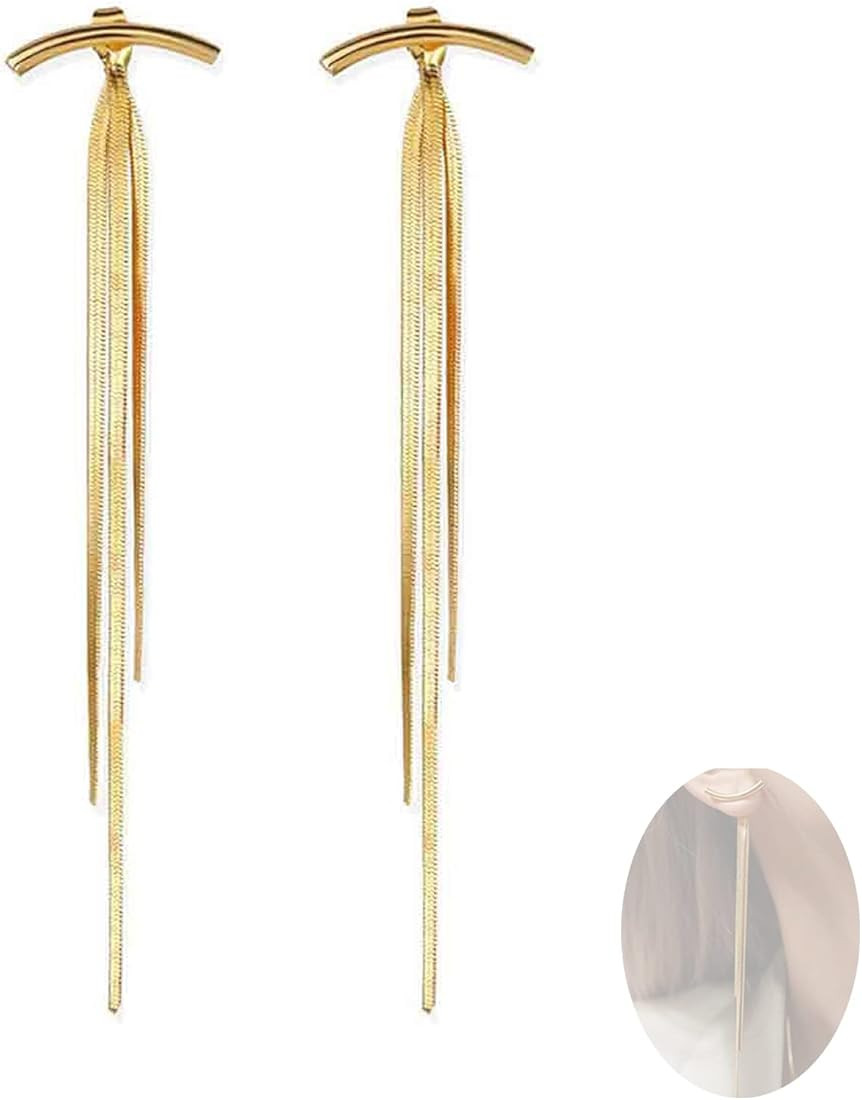 Yheakne Punk Snake Chain Earrings Gold Dangle Chain Earrings Arc Bar Ear Jackets Long Drop Dangle... | Amazon (UK)