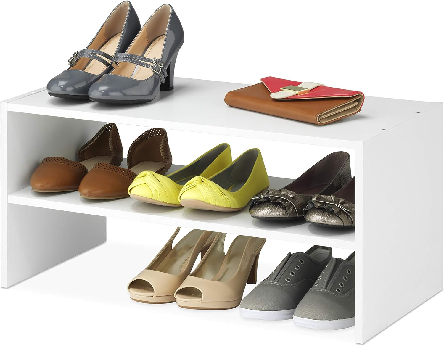 Whitmor - 6424-8080-WHT-BB Wood Stackable 2-Shelf Shoe Rack, 24 INCH, White | Amazon (US)