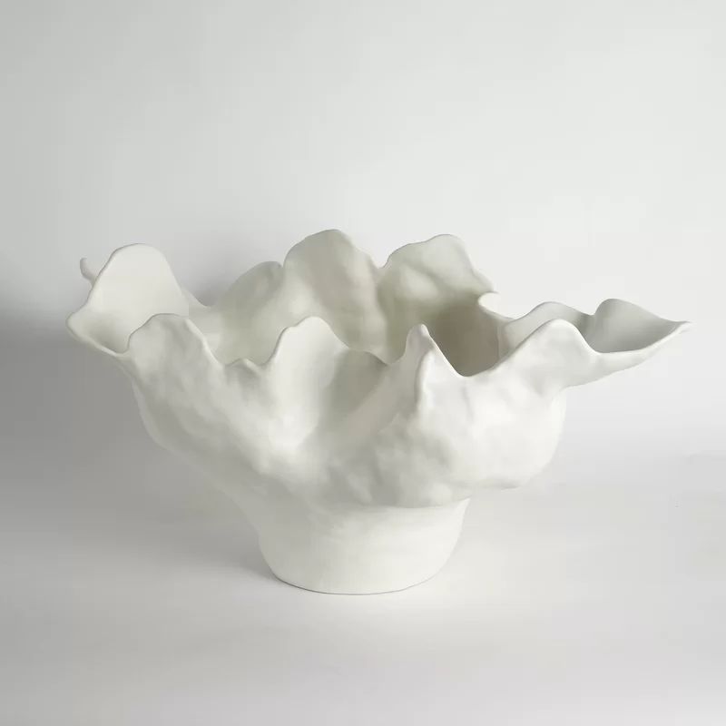 Meteor Ceramic Abstract Contemporary Decorative Bowl in White | Wayfair North America