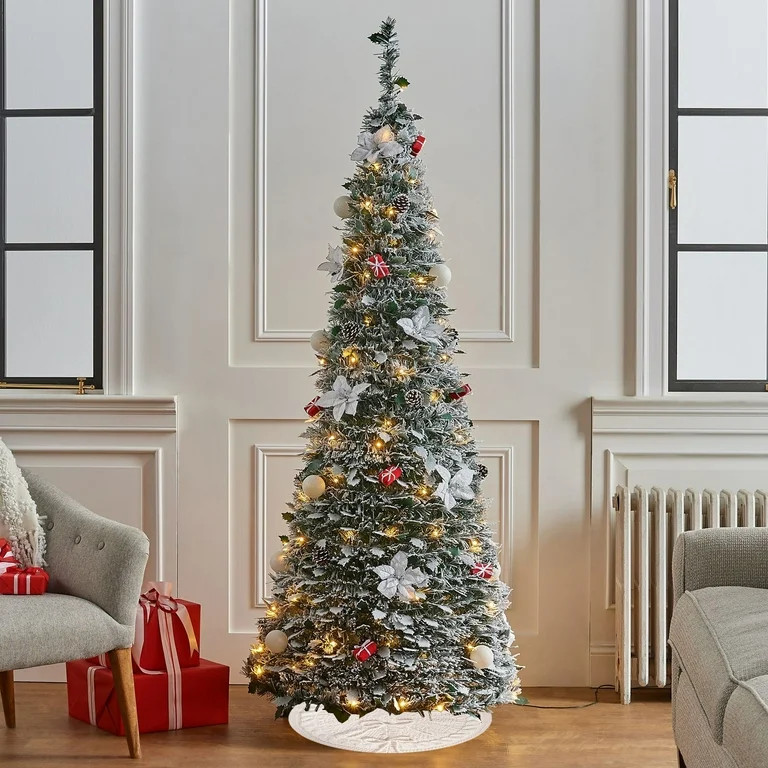 Avdolw Soft Knitted Christmas Tree Skirt with Cable Design - Red and White 18-Inch Sweater Style ... | Walmart (US)