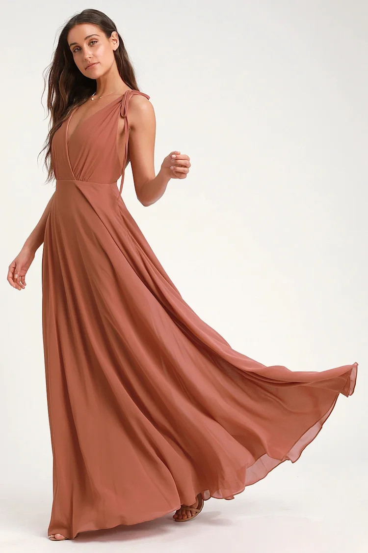 Dance the Night Away Rusty Rose Backless Maxi Dress | Lulus (US)