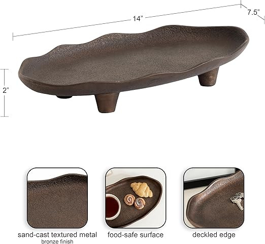 Kate and Laurel Alessia Modern Decorative Scalloped Oval Footed Metal Tray, 14 x 8, Bronze, Trans... | Amazon (US)