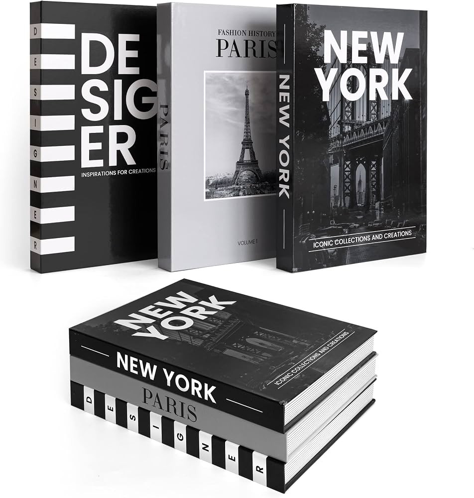 Amazon.com: 3 Faux Designer Books for Decoration, Decorative Books for Modern Home Decor | Book B... | Amazon (US)